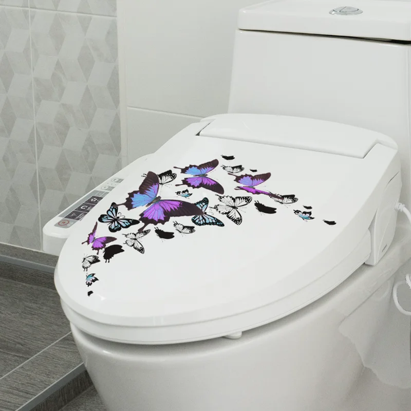 Красочная черно-белая наклейка на стену в виде бабочки, Оконное стекло, Декор для туалета, ванной комнаты, Самоклеящийся Съемный Водонепроницаемый Противообрастающий - 1