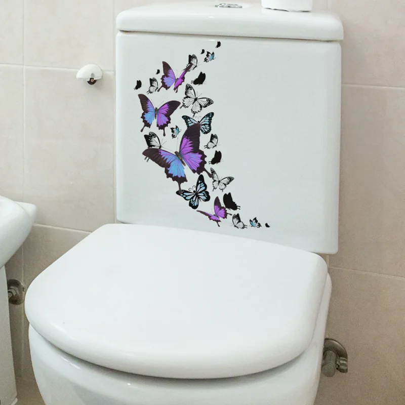 Красочная черно-белая наклейка на стену в виде бабочки, Оконное стекло, Декор для туалета, ванной комнаты, Самоклеящийся Съемный Водонепроницаемый Противообрастающий - 4