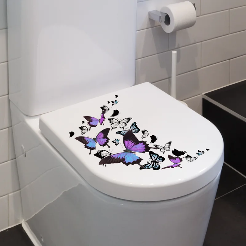 Красочная черно-белая наклейка на стену в виде бабочки, Оконное стекло, Декор для туалета, ванной комнаты, Самоклеящийся Съемный Водонепроницаемый Противообрастающий - 5