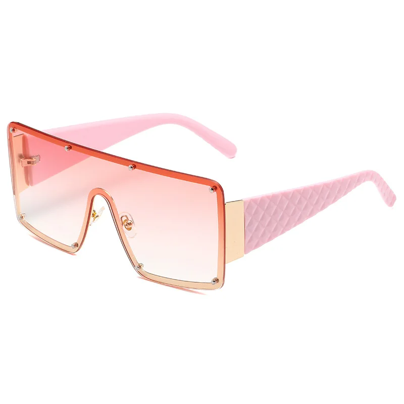 Негабаритные цельные солнцезащитные очки Для женщин, тренды 2023 года, Винтажные синие солнцезащитные очки без металлической оправы, Мужские очки для вождения с градиентными линзами UV400 - 5