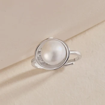 Кольца из натурального пресноводного жемчуга, Женское Круглое кольцо из стерлингового серебра S925, Женский Роскошный Ювелирный дизайн, подарок для девочек, вечеринка, банкет