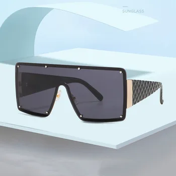 Негабаритные цельные солнцезащитные очки Для женщин, тренды 2023 года, Винтажные синие солнцезащитные очки без металлической оправы, Мужские очки для вождения с градиентными линзами UV400