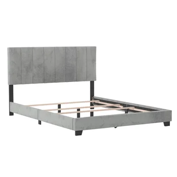 Двуспальная кровать с мягкой обивкой Reece Channel, платиново-серая, от Hillsdale Living Essentials twin bed framework
