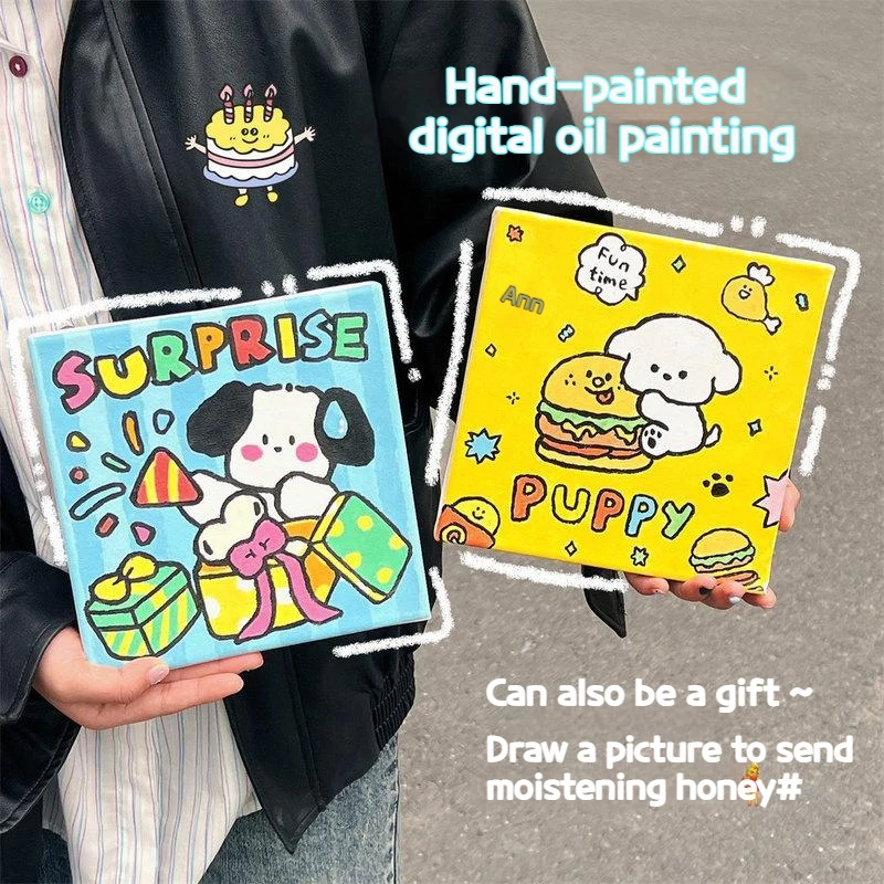 Мультяшная цифровая картина маслом, ручная роспись, граффити ручной работы, декоративная живопись, подарок для детей - 1