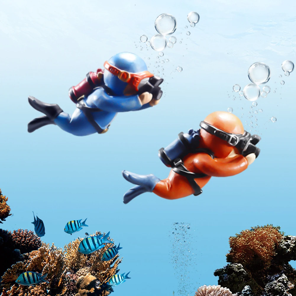 Аквариум для дайверов с подводным пейзажем, аквариум с водными плавающими украшениями, декор - 2
