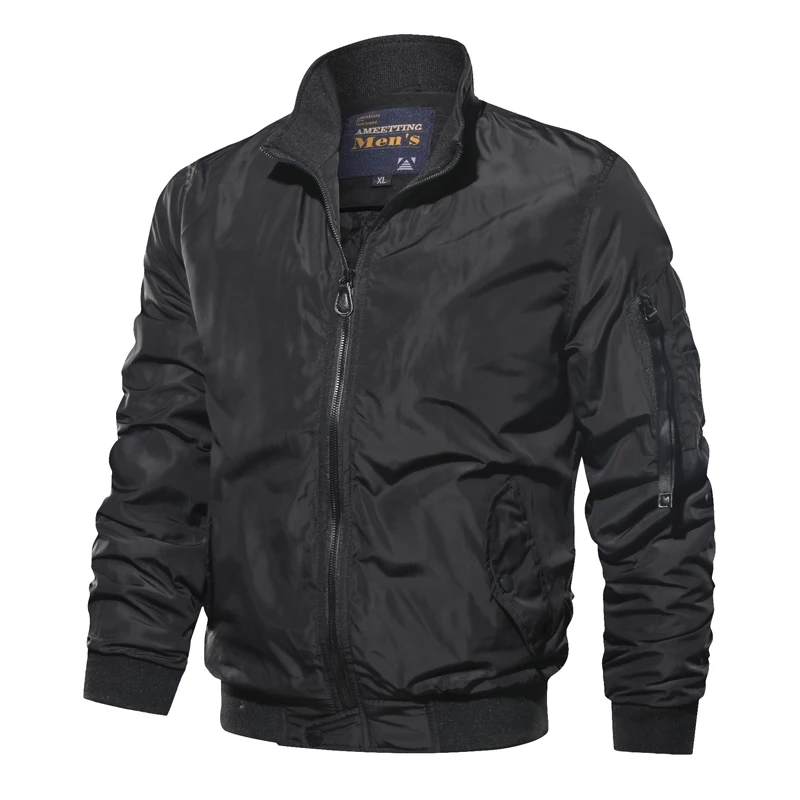 2023 Мужская осенне-зимняя ветрозащитная байкерская теплая куртка со стоячим воротником, мужская уличная повседневная модная куртка пилота, мужское пальто - 3