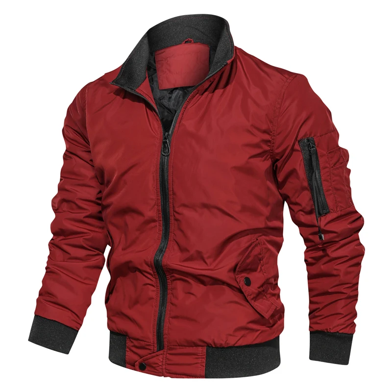 2023 Мужская осенне-зимняя ветрозащитная байкерская теплая куртка со стоячим воротником, мужская уличная повседневная модная куртка пилота, мужское пальто - 4