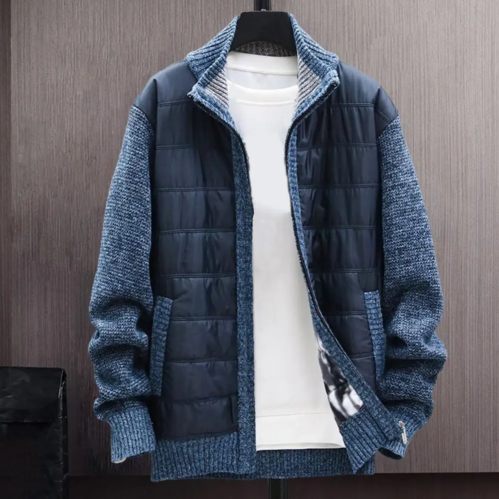 Куртка, пальто, стильный мужской свитер, пальто с воротником-стойкой, планка на молнии, осенне-зимняя модная мужская куртка - 1