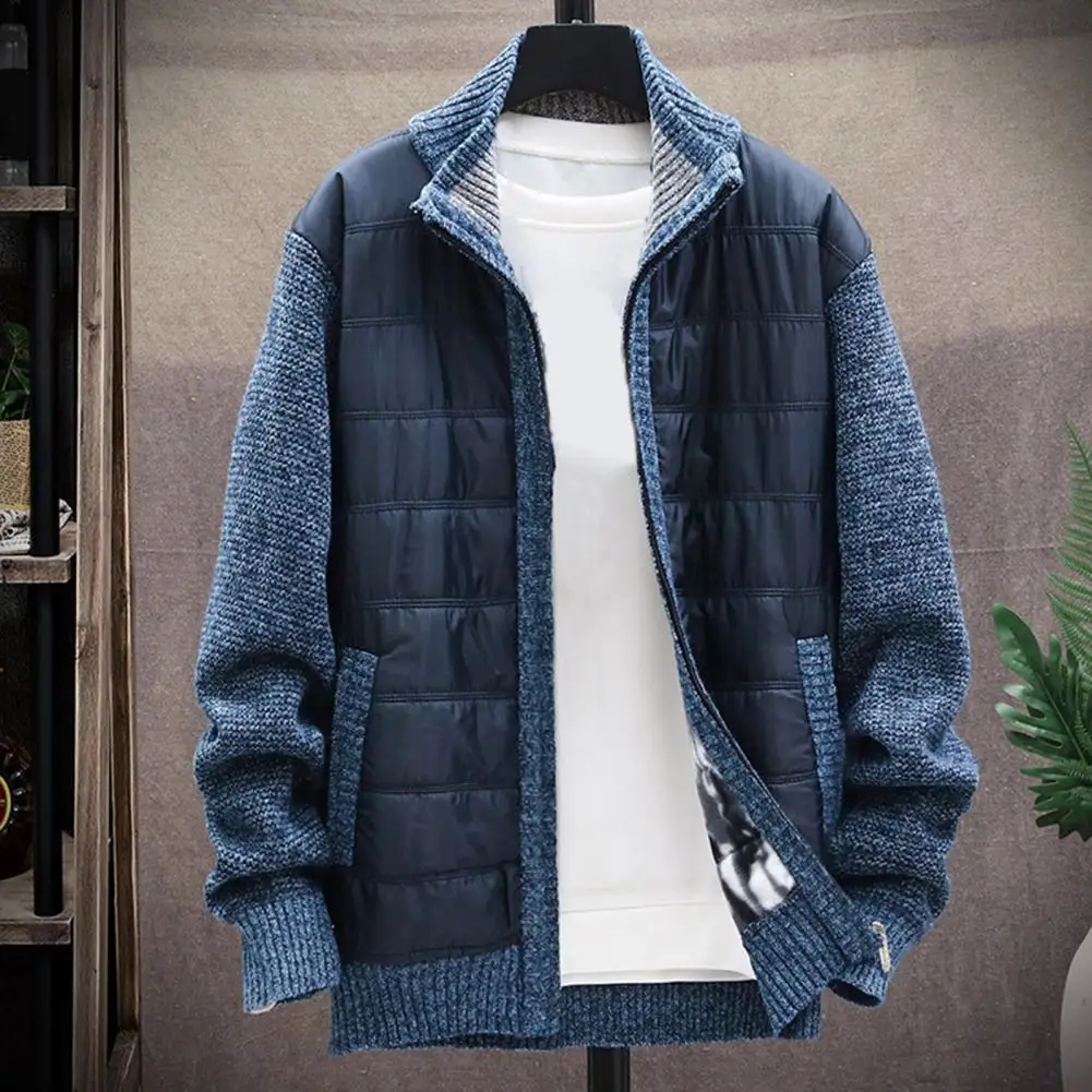 Куртка, пальто, стильный мужской свитер, пальто с воротником-стойкой, планка на молнии, осенне-зимняя модная мужская куртка - 3