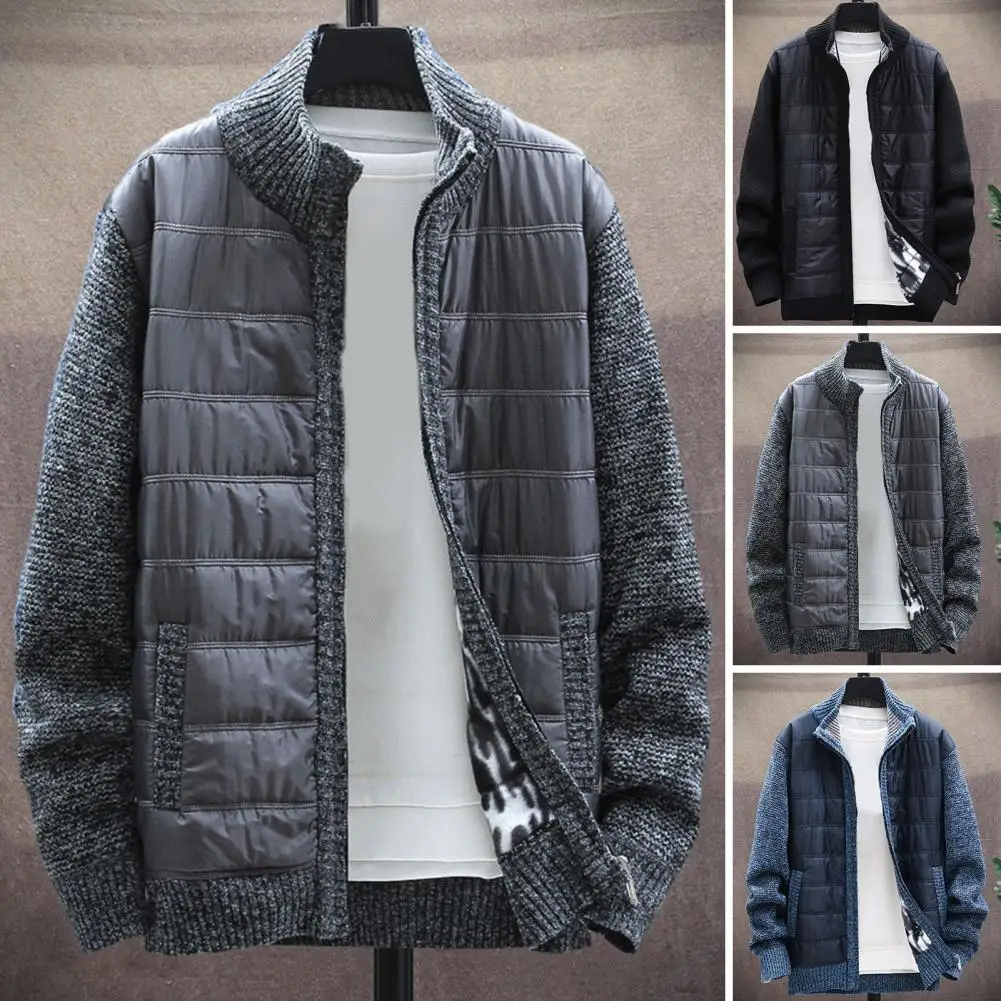 Куртка, пальто, стильный мужской свитер, пальто с воротником-стойкой, планка на молнии, осенне-зимняя модная мужская куртка - 4