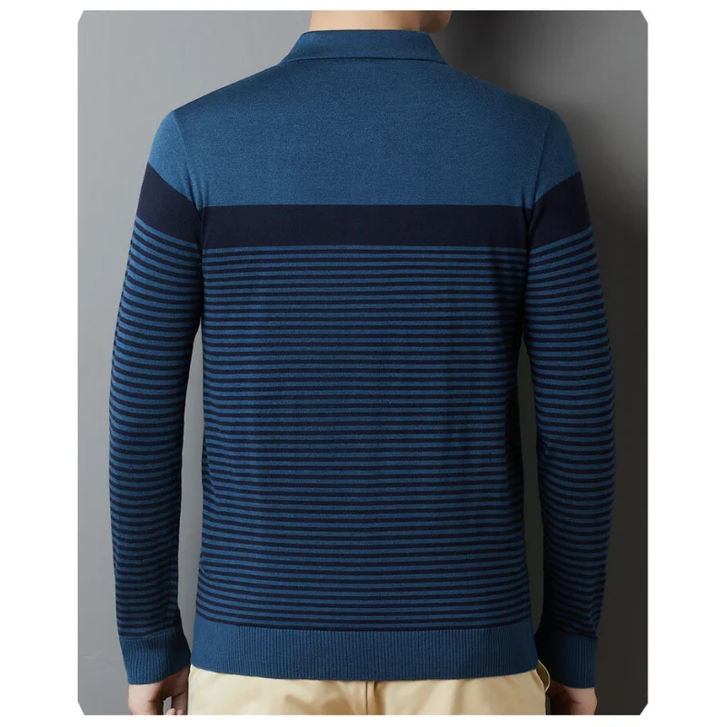 MLSHP, весенне-осенние трикотажные мужские свитера Поло, роскошный пуловер в полоску с длинным рукавом, деловой Повседневный Простой мужской свитер 4XL - 3