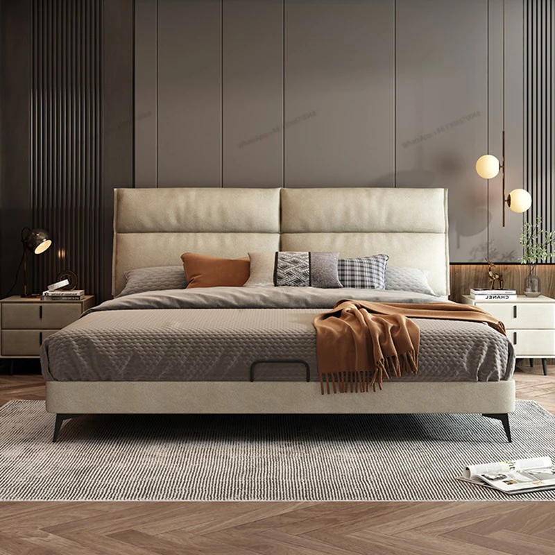 Современная и минималистичная тканевая кровать, легкая роскошь и минималистичный скандинавский стиль, двуспальная кровать с высокой спинкой, интернет - 2