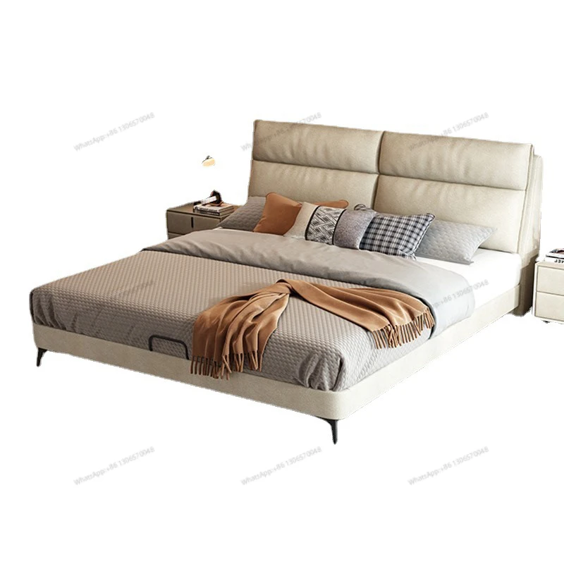 Современная и минималистичная тканевая кровать, легкая роскошь и минималистичный скандинавский стиль, двуспальная кровать с высокой спинкой, интернет - 4