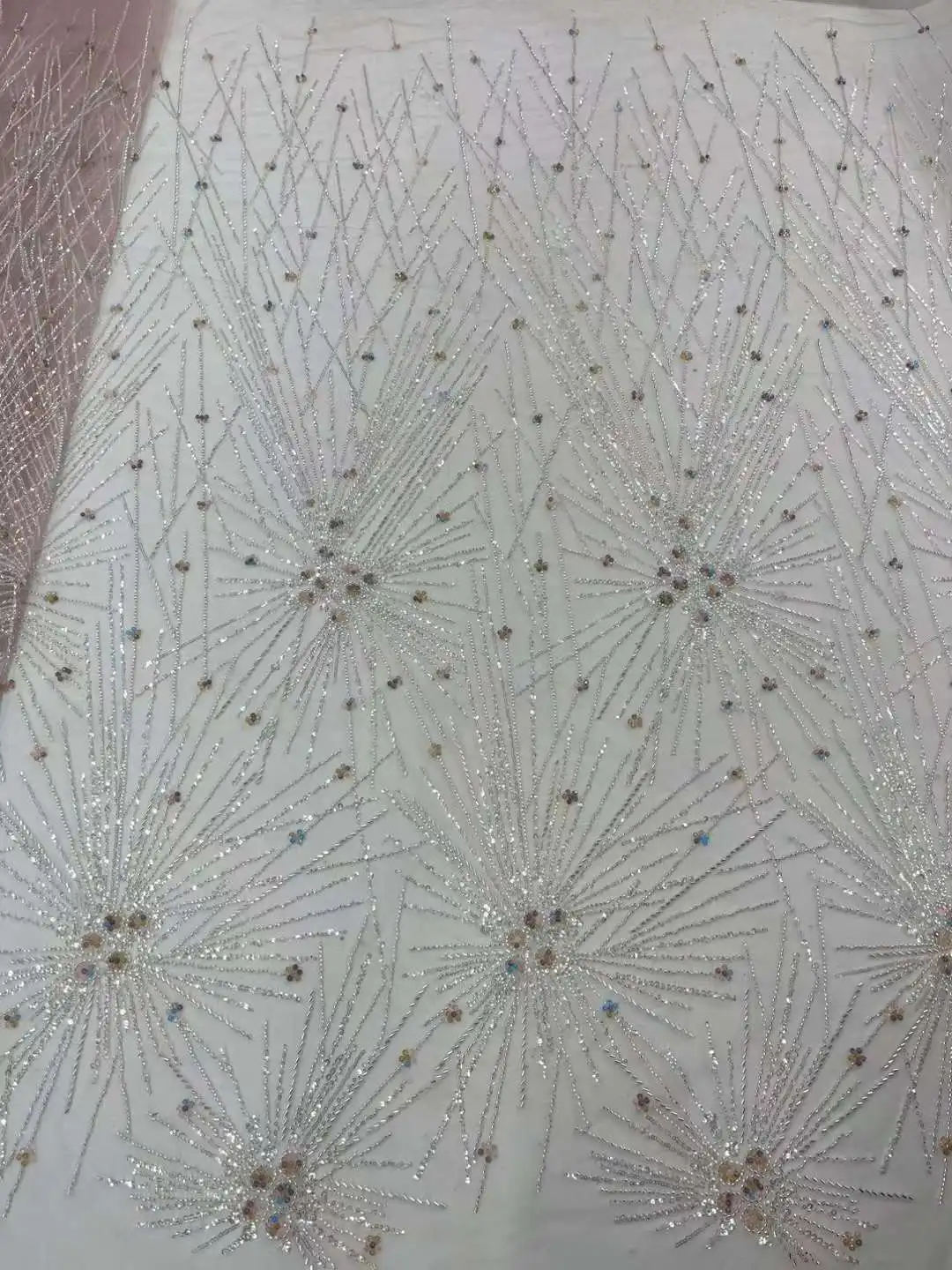5 ярдов Роскошной Африканской кружевной ткани с пайетками 2023, Высококачественное кружево, Французская Нигерийская кружевная ткань для жениха, Сетчатая Кружевная ткань для пошива Свадебного платья - 4