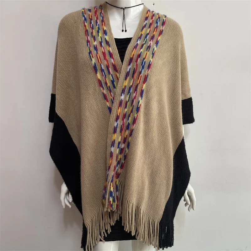 Осенне-зимний женский шарф, горячая распродажа, Полосатая кашемировая шаль с кисточками, похожая на универсальную толстую теплую шаль Европейской и американской моды C - 0