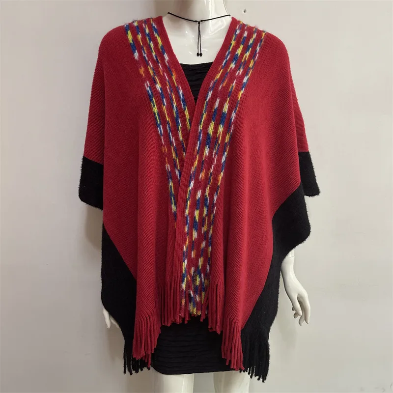 Осенне-зимний женский шарф, горячая распродажа, Полосатая кашемировая шаль с кисточками, похожая на универсальную толстую теплую шаль Европейской и американской моды C - 1