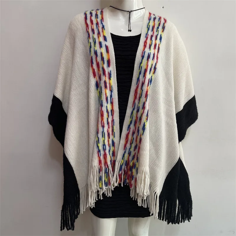 Осенне-зимний женский шарф, горячая распродажа, Полосатая кашемировая шаль с кисточками, похожая на универсальную толстую теплую шаль Европейской и американской моды C - 2