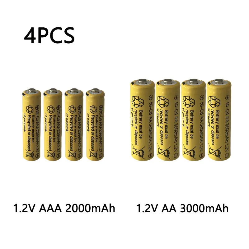 Никель-кадмиевая аккумуляторная батарея 1,2 В AA + AAA 3000 мАч Подходит для беспроводных мышей, пультов дистанционного управления и других устройств - 2