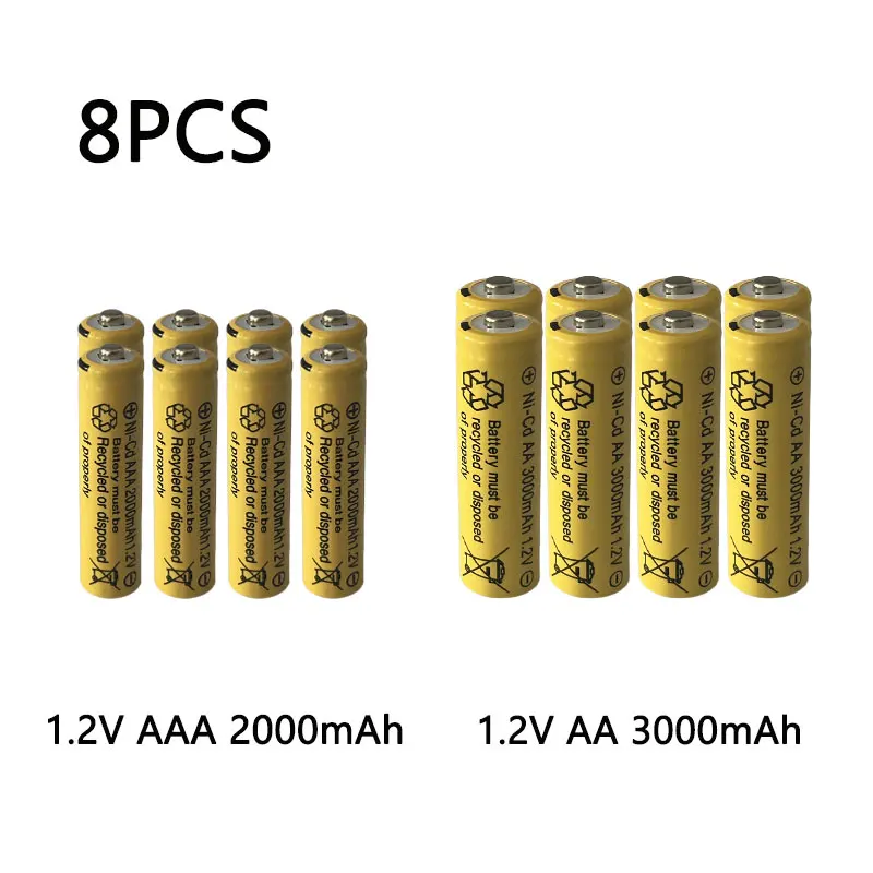 Никель-кадмиевая аккумуляторная батарея 1,2 В AA + AAA 3000 мАч Подходит для беспроводных мышей, пультов дистанционного управления и других устройств - 3