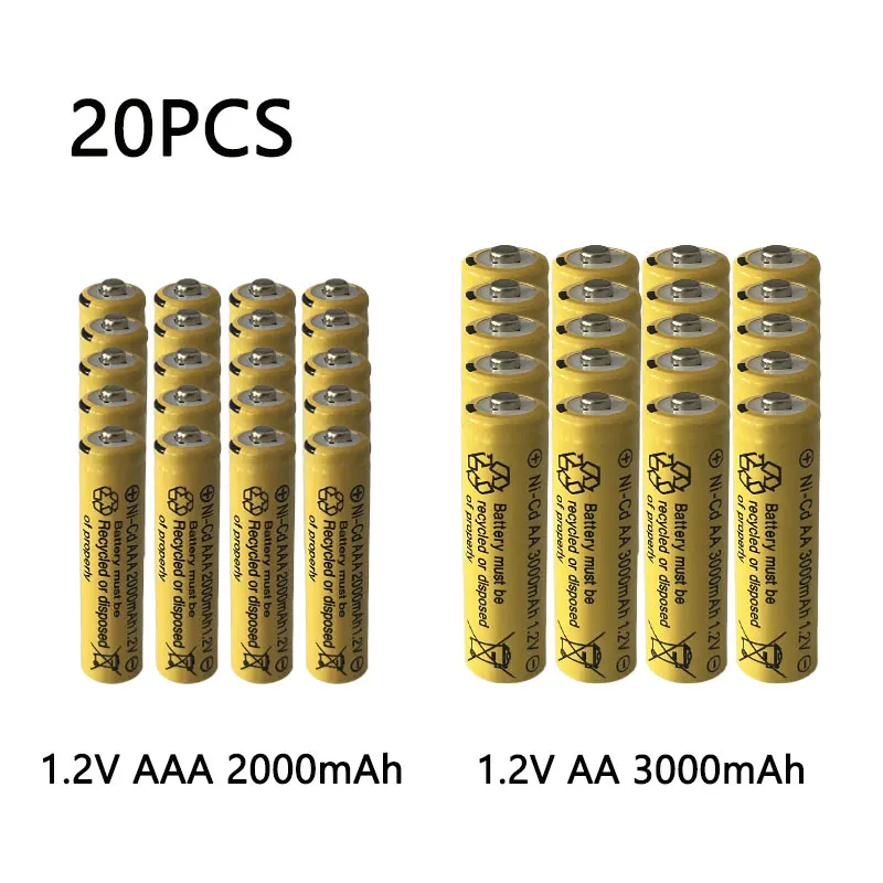 Никель-кадмиевая аккумуляторная батарея 1,2 В AA + AAA 3000 мАч Подходит для беспроводных мышей, пультов дистанционного управления и других устройств - 5