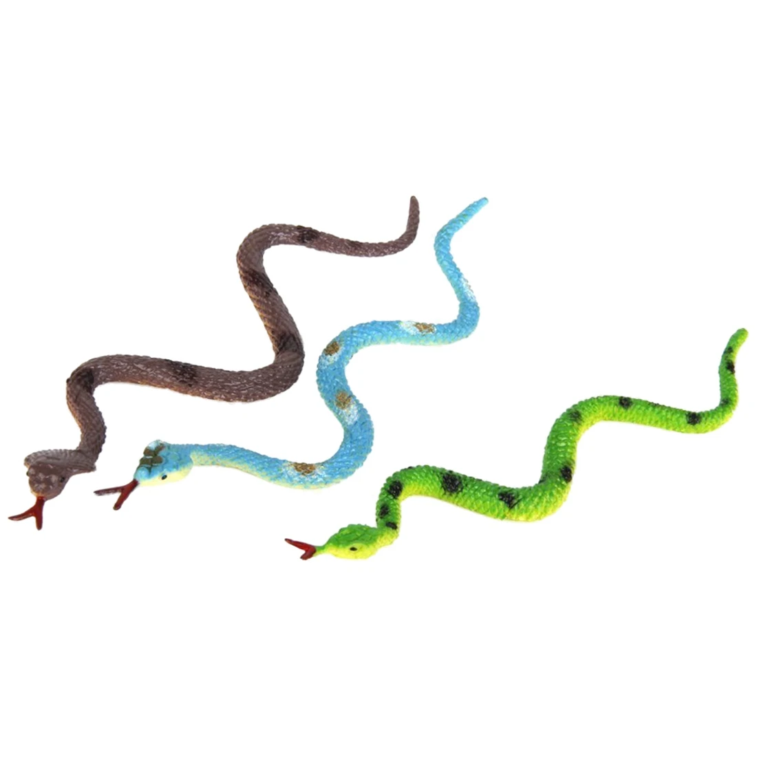 Пластиковая игрушка-модель рептилии животного змеи 12шт разноцветная - 3