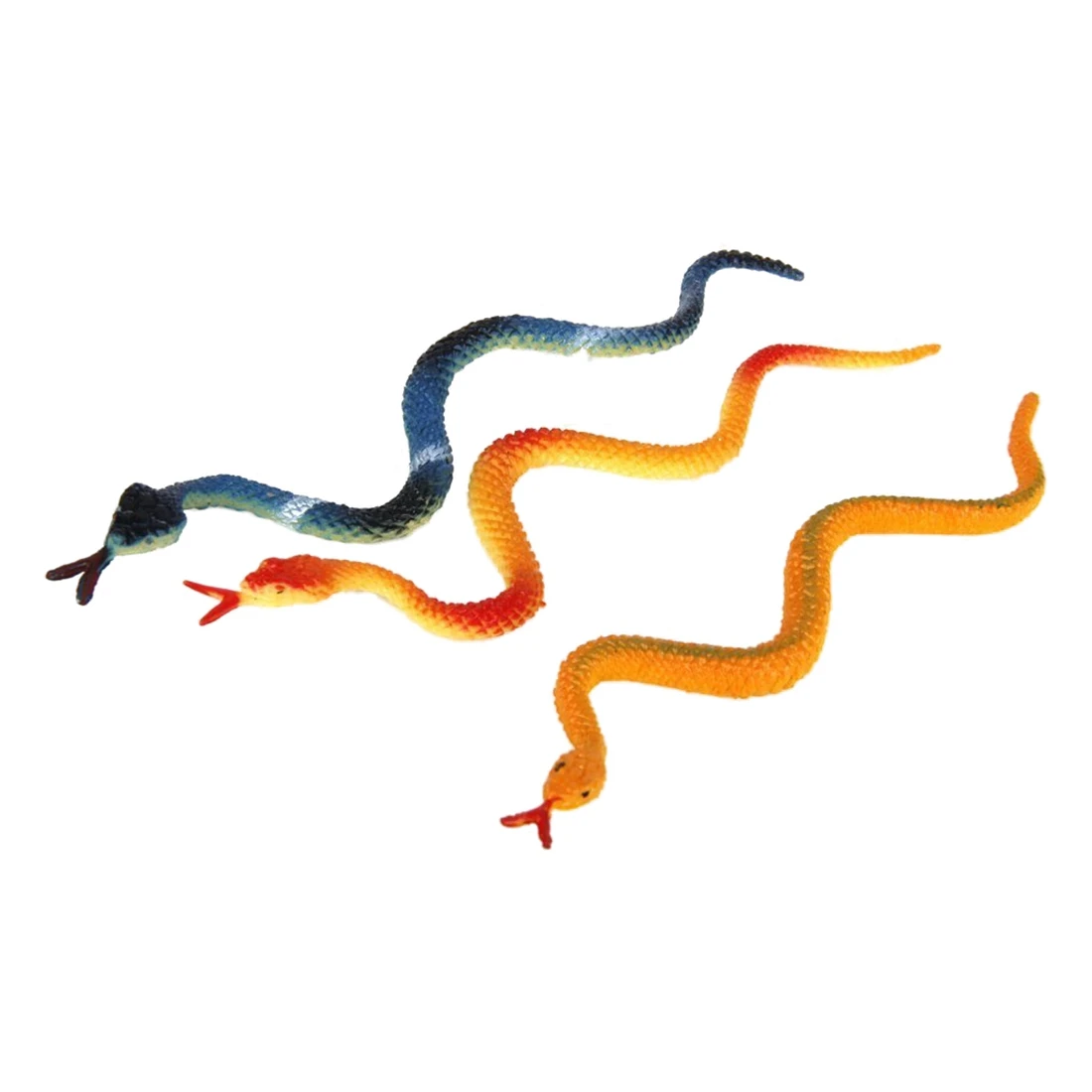 Пластиковая игрушка-модель рептилии животного змеи 12шт разноцветная - 4