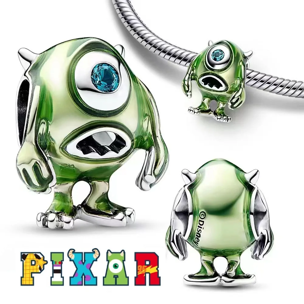 ГОРЯЧИЕ Disney Pixar Green Monsters Inc Шарм Из Стерлингового Серебра 925 Пробы Подходит Для Оригинального Браслета Pandora Шарм Из Стерлингового Серебра Подарки Из Бисера - 1