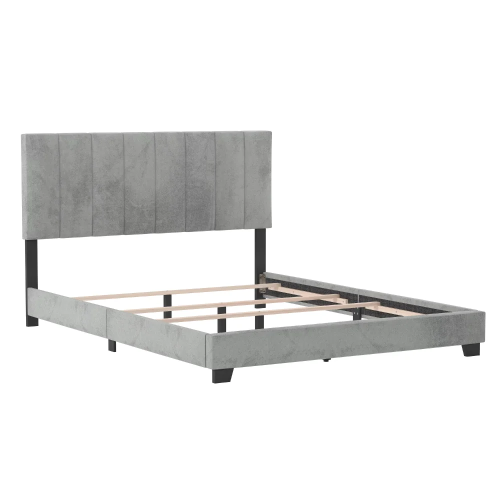 Двуспальная кровать с мягкой обивкой Reece Channel, платиново-серая, от Hillsdale Living Essentials twin bed framework - 0