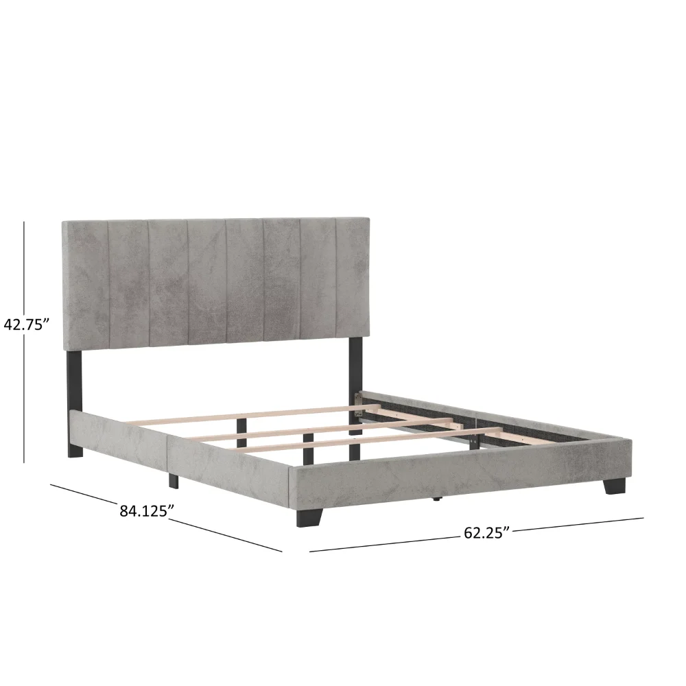 Двуспальная кровать с мягкой обивкой Reece Channel, платиново-серая, от Hillsdale Living Essentials twin bed framework - 4