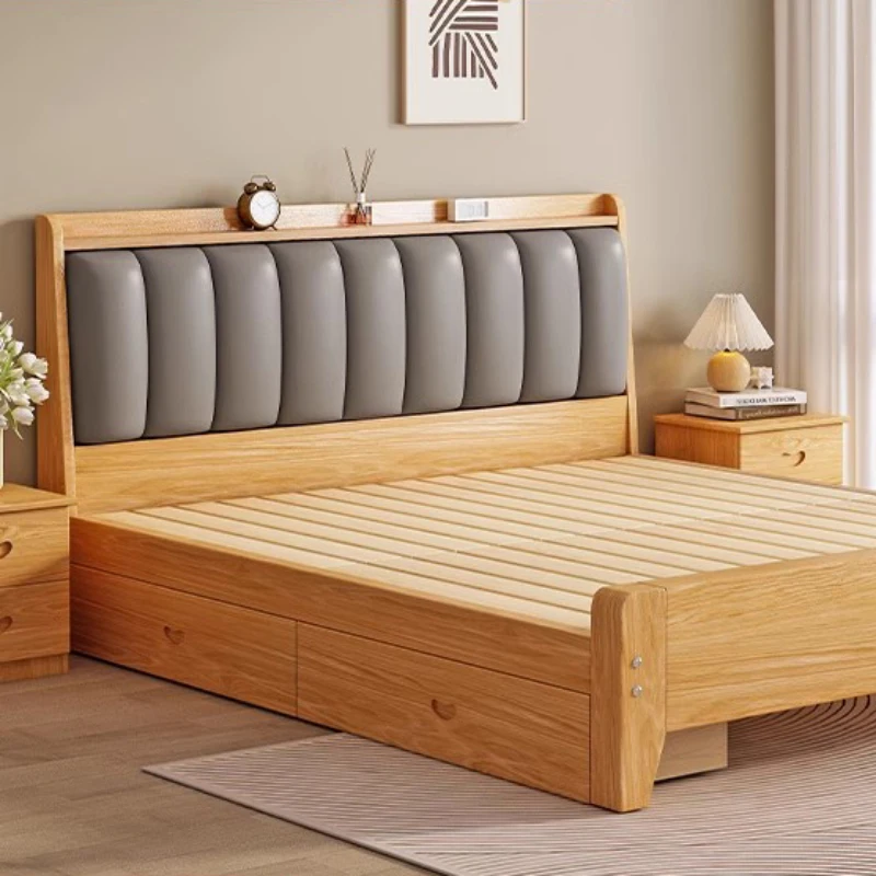 Детские кровати Nordic Beauty King Size для гостиной, Двуспальные кровати для хранения древесины, Кровати для взрослых, Роскошная Дешевая мебель для дома Camas Dormitorio - 3
