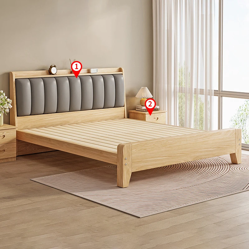 Детские кровати Nordic Beauty King Size для гостиной, Двуспальные кровати для хранения древесины, Кровати для взрослых, Роскошная Дешевая мебель для дома Camas Dormitorio - 4
