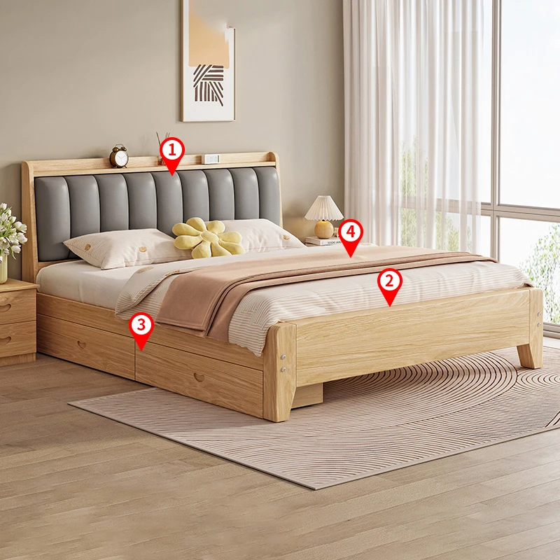 Детские кровати Nordic Beauty King Size для гостиной, Двуспальные кровати для хранения древесины, Кровати для взрослых, Роскошная Дешевая мебель для дома Camas Dormitorio - 5