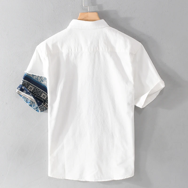 Изысканная Мужская Высококачественная Хлопчатобумажная рубашка В Японском Однотонном стиле, Повседневная Молодежная Рубашка С Короткими рукавами В Британском Стиле, Свободная Трендовая рубашка - 1