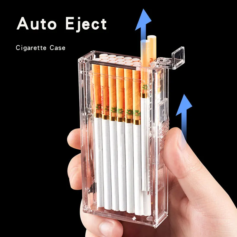 Автоматический портсигар из прозрачного АБС-пластика вместимостью 20 штук, переносной влагостойкий, устойчивый к давлению ящик для хранения сигарет - 2