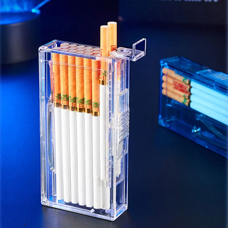 Автоматический портсигар из прозрачного АБС-пластика вместимостью 20 штук, переносной влагостойкий, устойчивый к давлению ящик для хранения сигарет - 5
