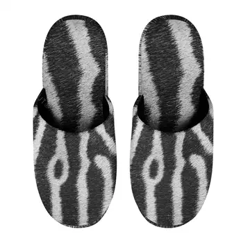 Zebra Skin2 (2) Теплые Хлопчатобумажные Тапочки Для Мужчин И Женщин На Толстой Мягкой Подошве, Нескользящая Пушистая Обувь, Домашние Тапочки Bubble