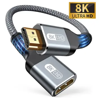 HDMI 2.1 Кабель 8K от Мужчины к Женщине Удлинитель HDMI Плетеный Шнур 8K при 60 Гц 4K при 240 Гц Удлинитель Адаптер для Roku TV PS5 HDTV Blu-ray