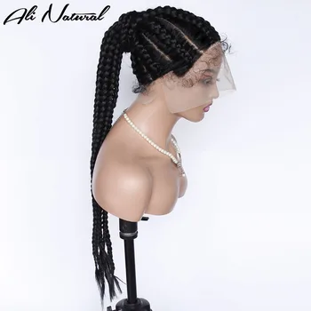 Парики с волосами младенца, синтетические волосы, коробка черных париков, 8 длинных коробчатых кружевных париков для чернокожих женщин, афро Парик