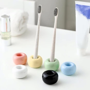 Мини-керамический держатель для зубной щетки, подставка для туалетного столика в ванной, держатель для зубной щетки ручной работы, прочный, простой в использовании