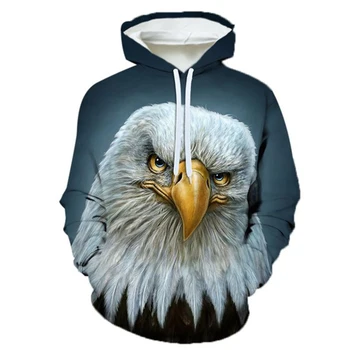 Винтажная мужская толстовка с капюшоном и 3D-принтом Eagle, повседневный пуловер оверсайз, популярная уличная одежда, модные топы, Трендовая мужская одежда