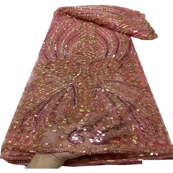 Модная французская кружевная ткань из тюля с вышивкой, африканская кружевная ткань с пайетками в Нигерийском стиле для свадебного платья YU566