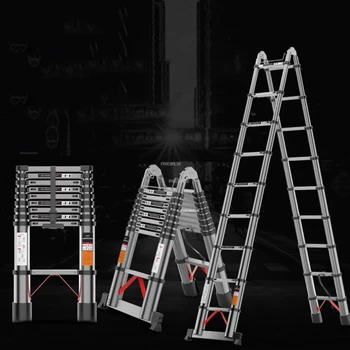 Алюминиевая складная лестница Современная переносная стремянка Телескопическая подъемная лестница Домашняя многофункциональная инженерная лестница с крюком