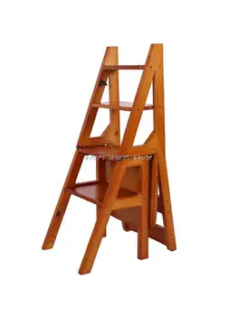 Деформируемая Четырехступенчатая лестница из цельного дерева, Многофункциональная Бытовая складная лестница, стул для подъема по лестнице двойного назначения