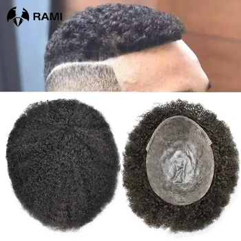 Парик для мужчин с вьющимися волосами, Прочная Инъекционная система искусственных волос для чернокожих мужчин, парики из человеческих волос, мужские парики для протезирования волос для мужчин