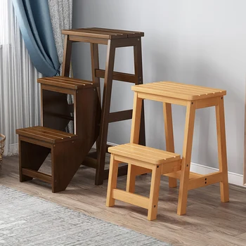 Nordic Ins Бамбуковые 2-3 ступенчатые табуретки Бытовая лестница для дома Складной стул для переодевания обуви Кухонная мебель для гостиной