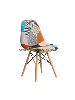 Обеденный стул Кресло для переговоров на стойке регистрации Современный минималистичный материал из Стопроцентной ткани Массив дерева Креативный скандинавский стиль