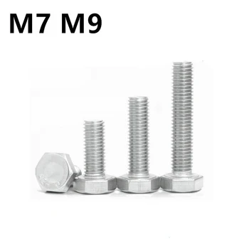1шт Винт с шестигранной головкой из нержавеющей стали M7 M9 304 Наружный шестигранный болт с шагом 1,0 мм 1,25 мм