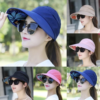 Женская модная складная шляпа с защитой от ультрафиолета, летняя пляжная солнцезащитная походная кепка на открытом воздухе