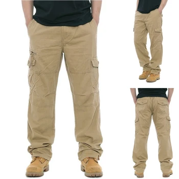 2023 Новые мужские брюки-карго, весенние свободные брюки с эластичной талией, повседневные брюки с несколькими карманами, брюки для занятий спортом на открытом воздухе