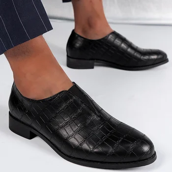 Модная мужская обувь, Осенняя Новая Черная Кожаная обувь ручной работы, Повседневная костюмная обувь, Офисные Профессиональные Уличные Zapatos De Hombre